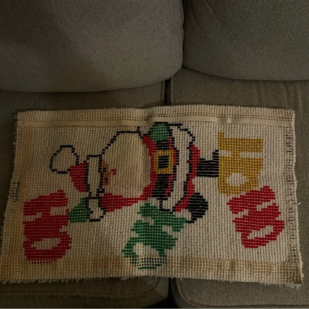 Vintage Latch hook rug Santa Ho Ho Ho